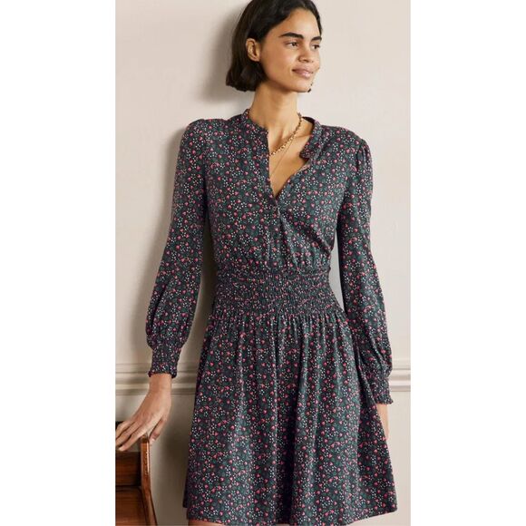 NWOT BODEN Smocked Jersey Shirt Dress, $128 Sz 8 E18 - Picture 2 of 12